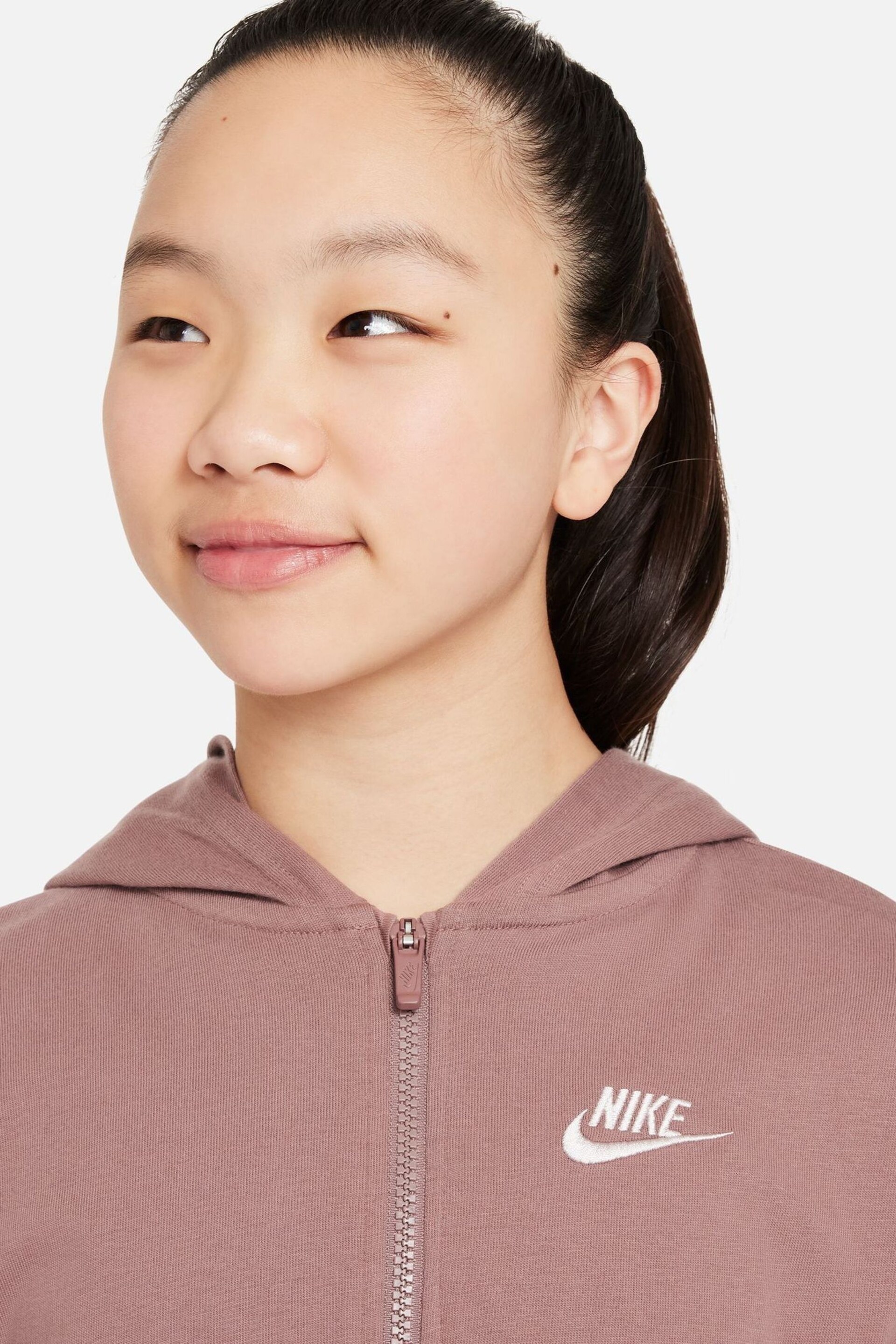 Nike Brown Sportswear Full Zip Jersey Hoodie - Image 4 of 5