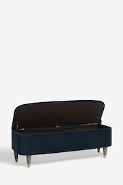 Soft Velvet Navy Blue Valencia Upholstered Storage Ottoman - Image 4 of 5