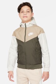 Nike Khaki/Neutral Sportswear Windrunner Hooded Jacket - Image 1 of 6