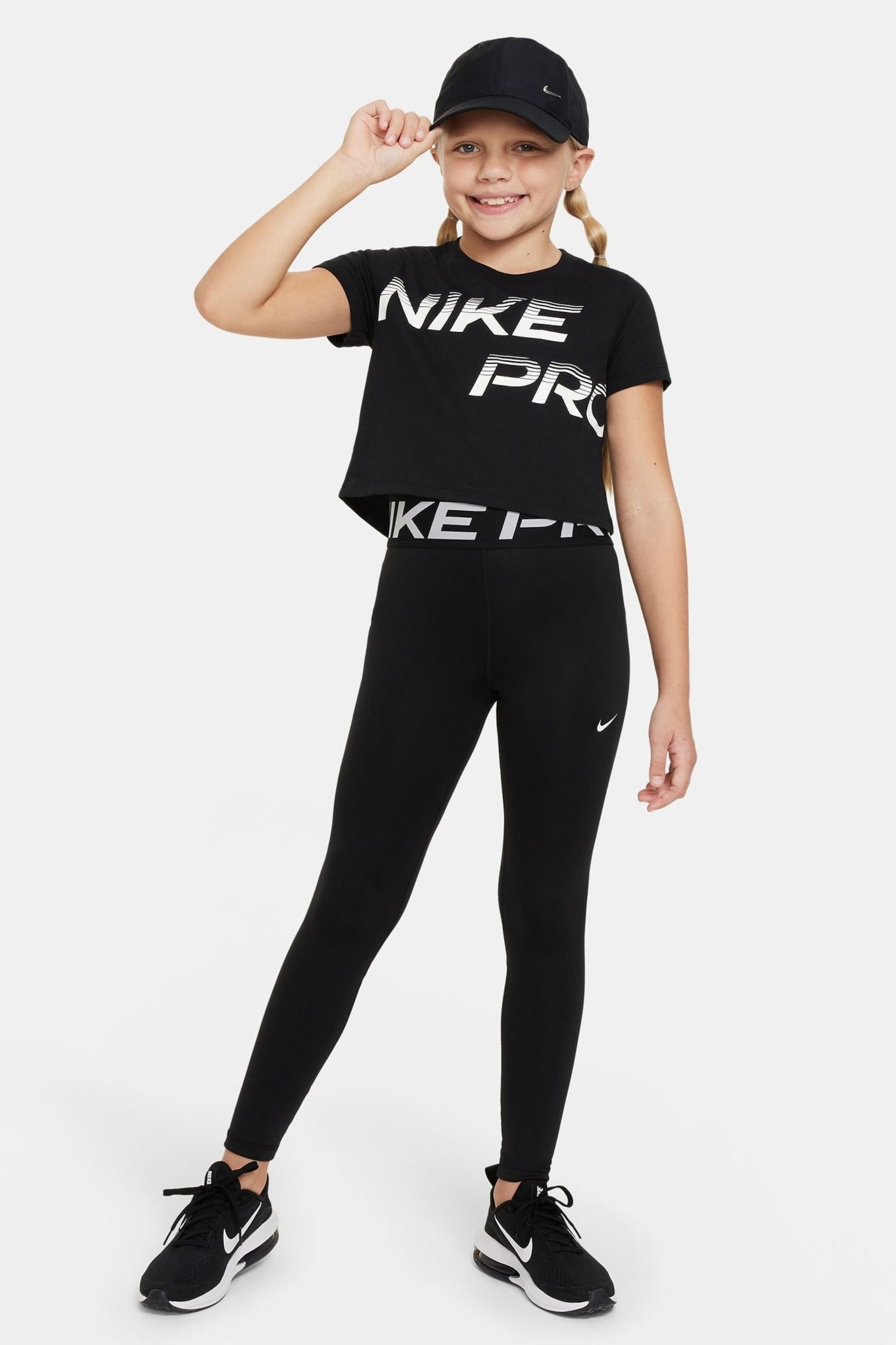 Nike Black Pro Cropped T-Shirt - Image 3 of 4