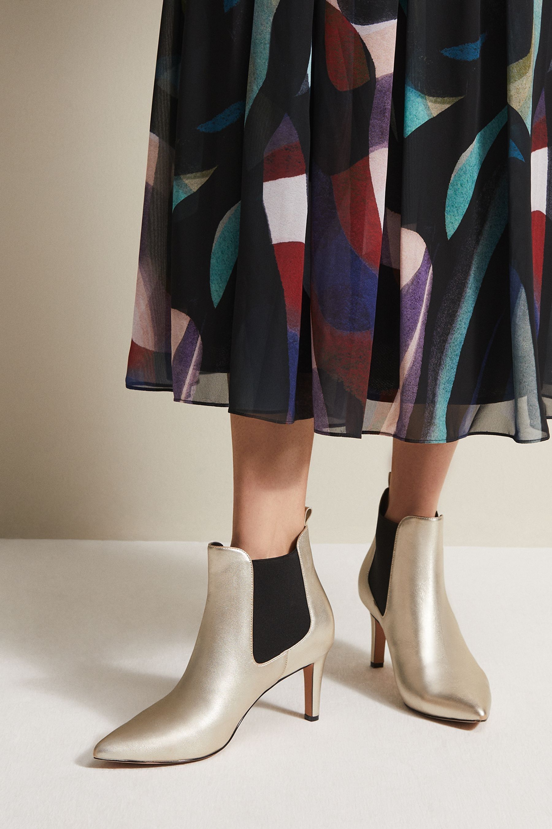 Buy Phase Eight Gold Leather Ankle Boots from Next Qatar