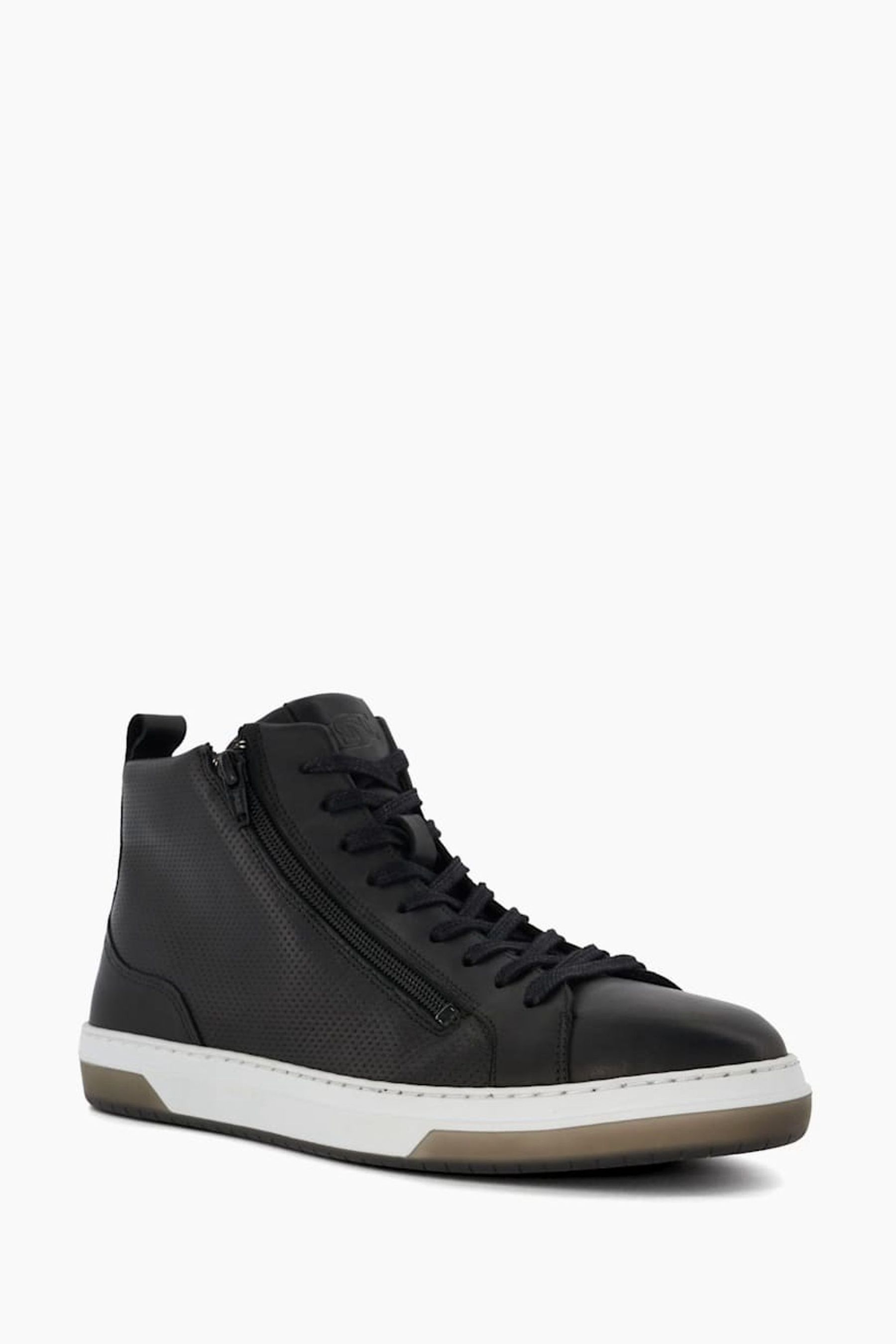 Buy Dune London Black Suiter Zip Detail Hi Top Trainers from Next Luxembourg