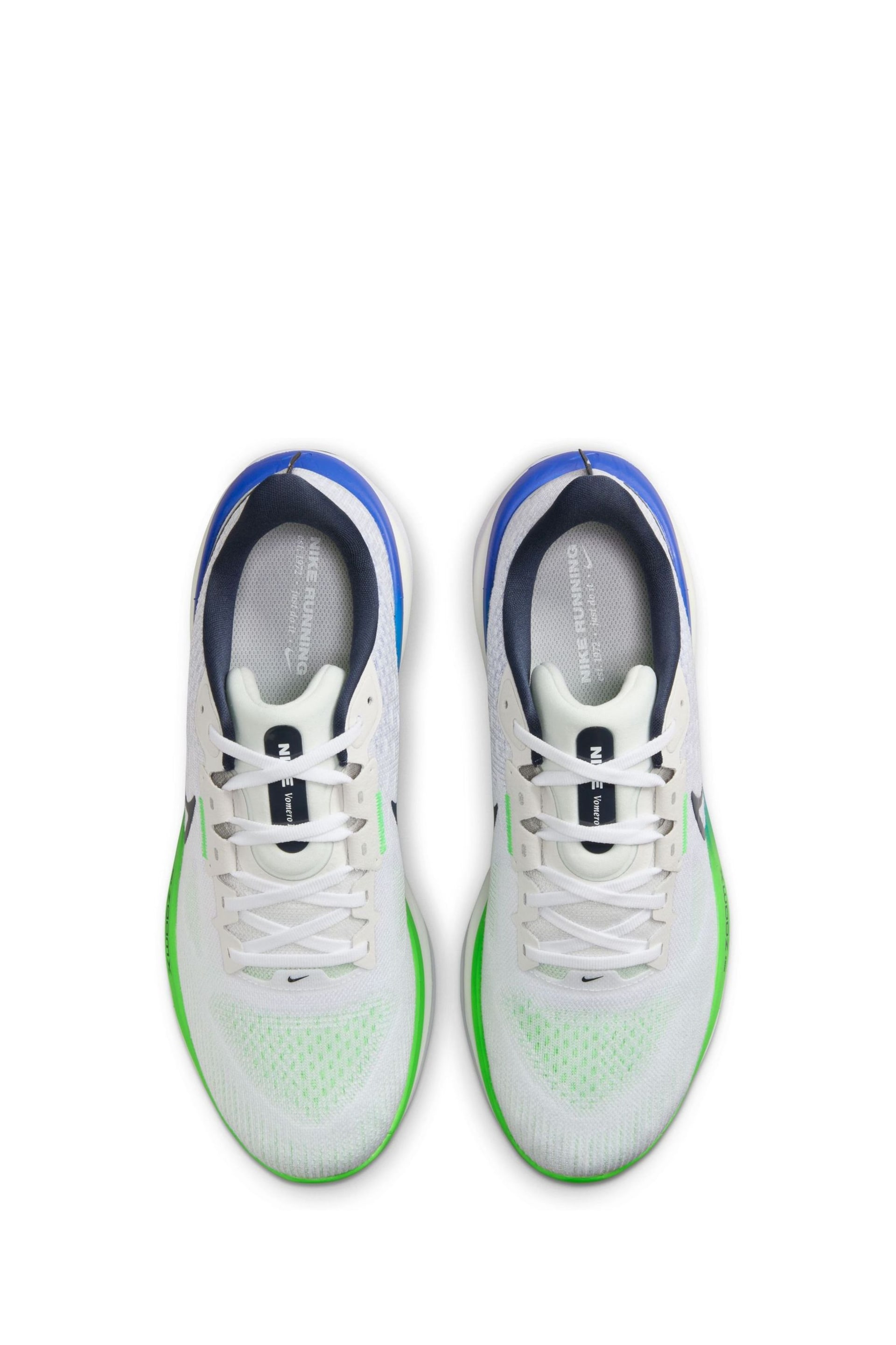 Nike White/Green Vomero 17 Road Running Trainers - Image 5 of 10
