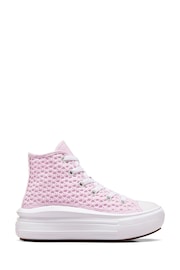 Converse Pink Chuck Taylor All Star Move Crochet Junior Trainers - Image 3 of 9