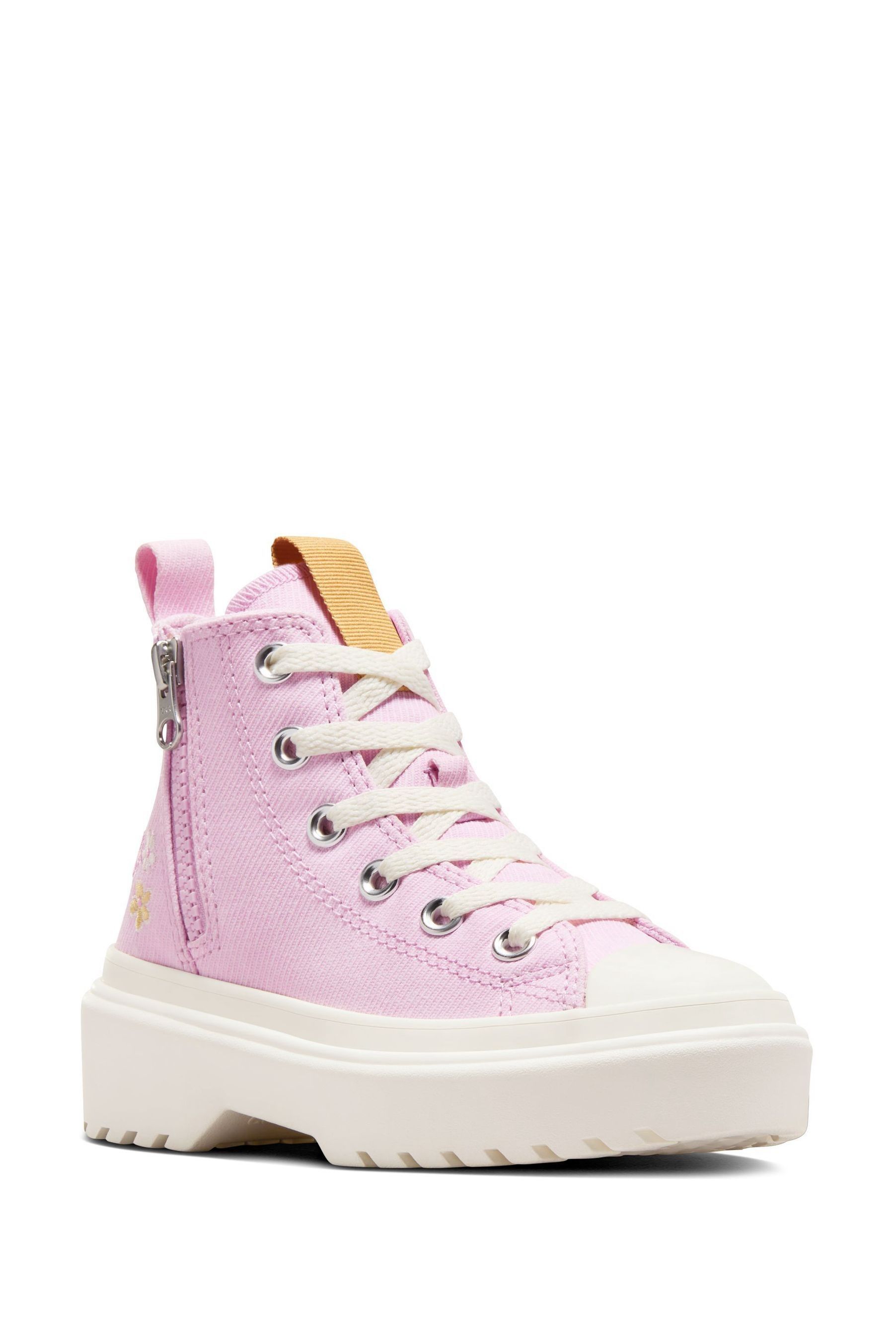 Buy Converse Pink Chuck Taylor Lugged Lift Flower Embroidered Youth Trainers from Next France