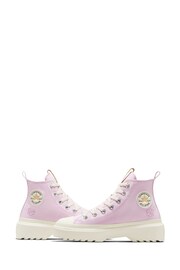 Converse Purple Chuck Taylor Flower Embroidered Lugged Lift Junior Trainers - Image 7 of 12