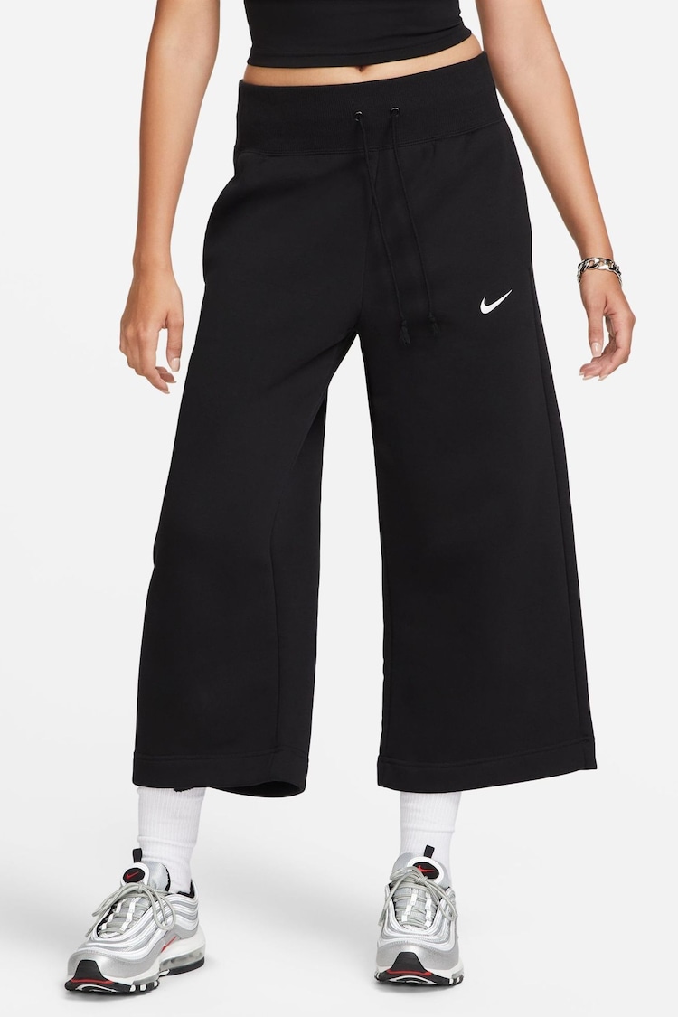 Nike Black Sportswear Phoenix Fleece High-Waisted Cropped Sweatpants - Image 1 of 7