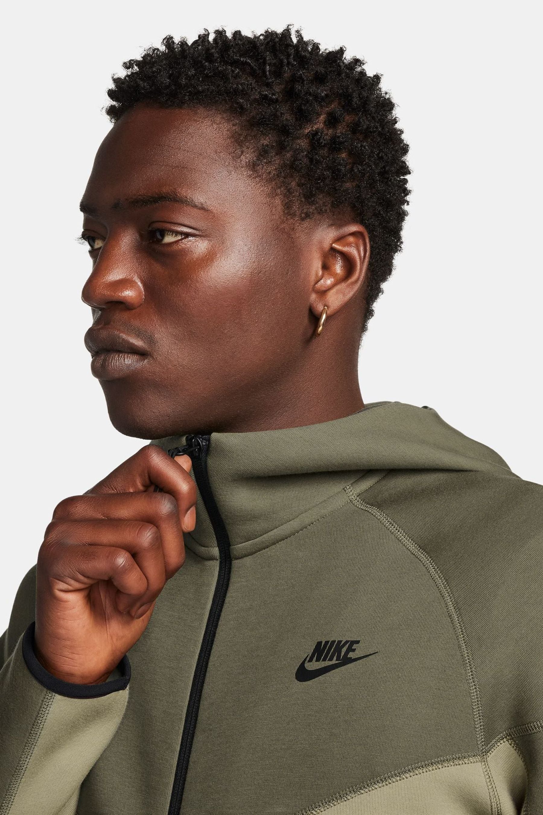 Buy Nike Dark Green Tech Fleece Zip Up Hoodie from Next Luxembourg