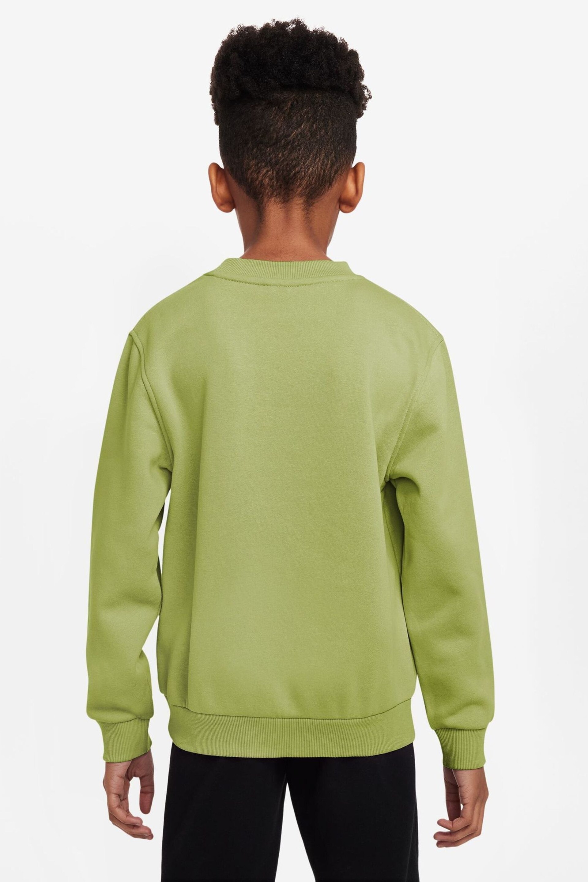 Nike Chartreuse Green Club Fleece Sweatshirt - Image 2 of 7
