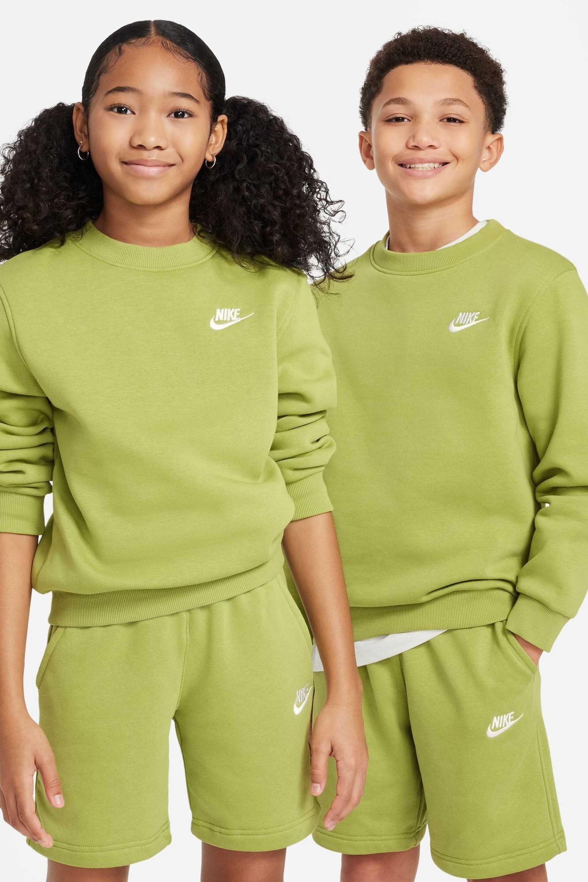 Nike Chartreuse Green Club Fleece Sweatshirt - Image 3 of 7