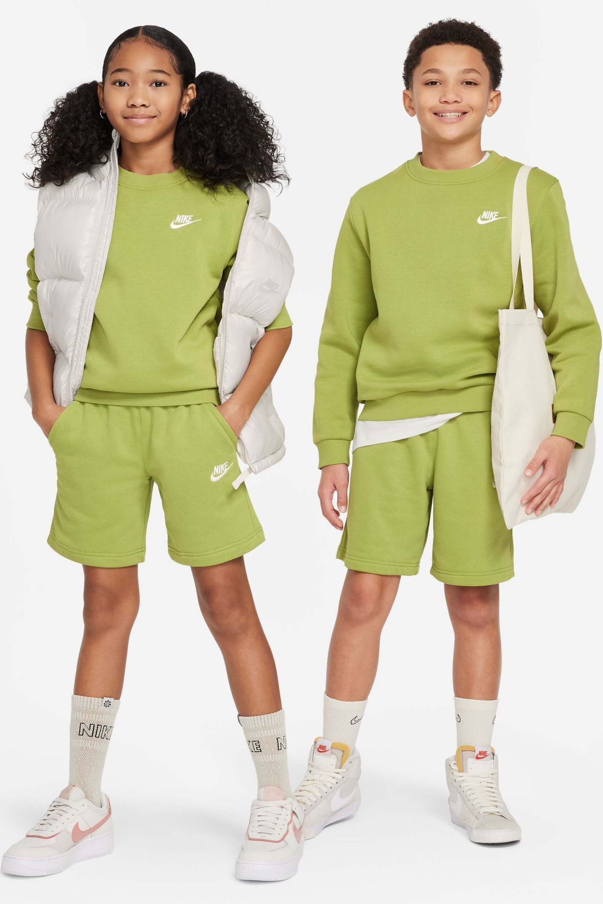 Nike Chartreuse Green Club Fleece Sweatshirt - Image 5 of 7