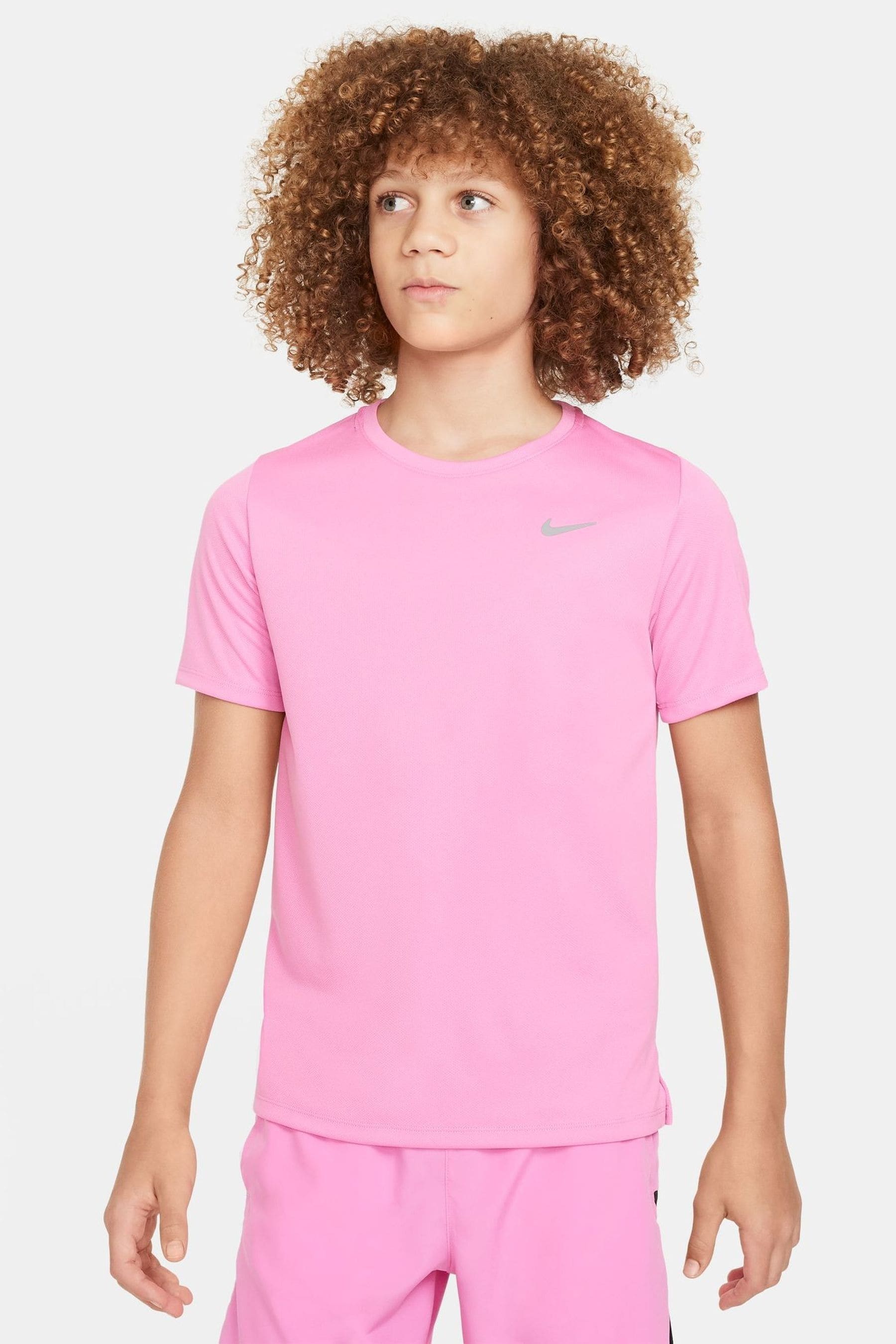 Nike Bright Pink Dri FIT Miler T Shirt