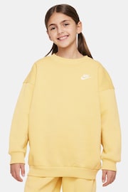 Nike Yellow Oversized Club Fleece Sweatshirt - Image 2 of 5