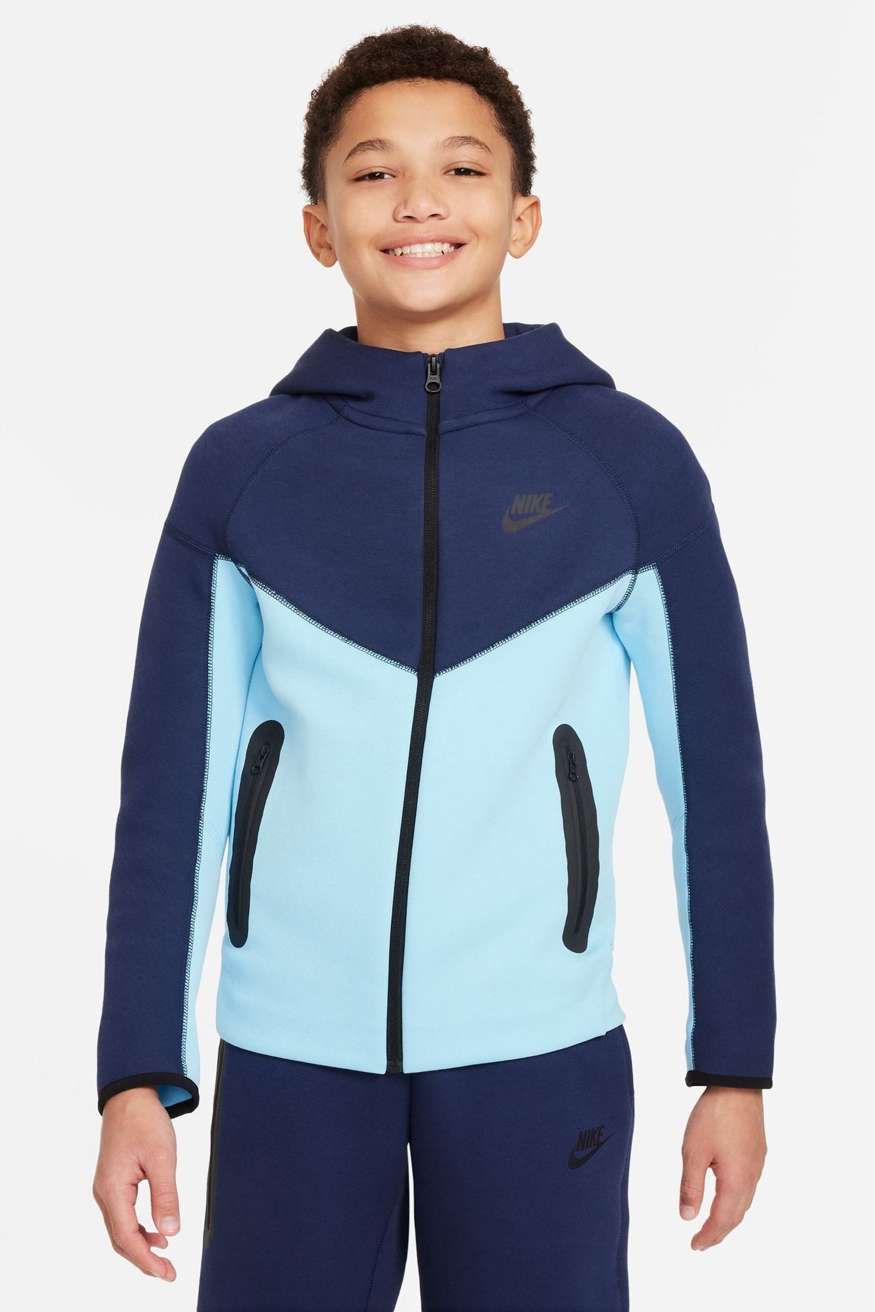 Buy Nike Blue Navy Tech Fleece Zip Through Hoodie from Next Luxembourg