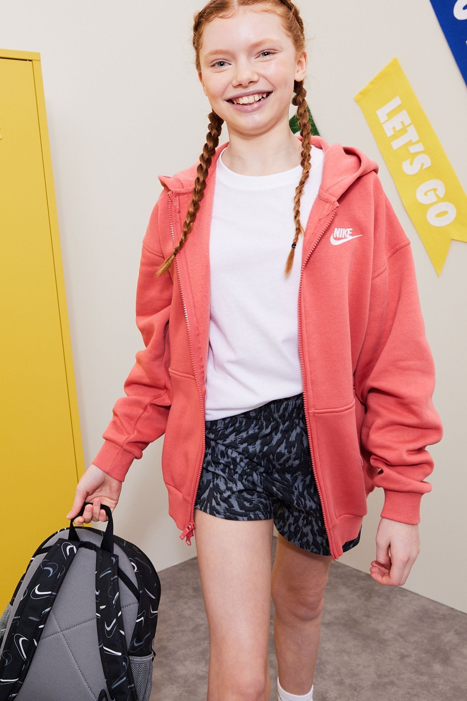 Buy Nike Peach Pink Oversized Club Fleece Zip Through Hoodie from Next Austria