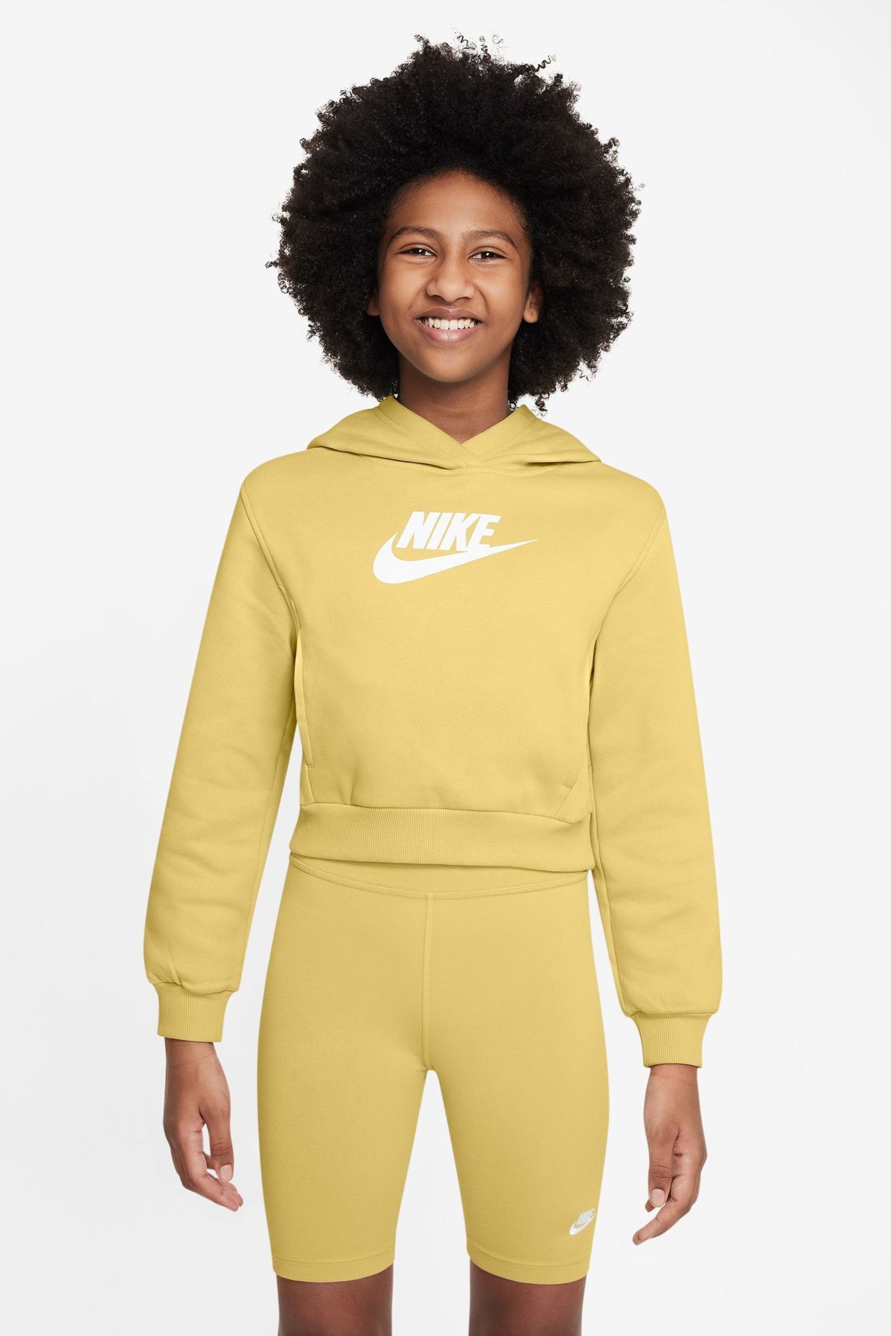 Buy Nike Yellow Club Fleece Cropped Hoodie from Next Romania