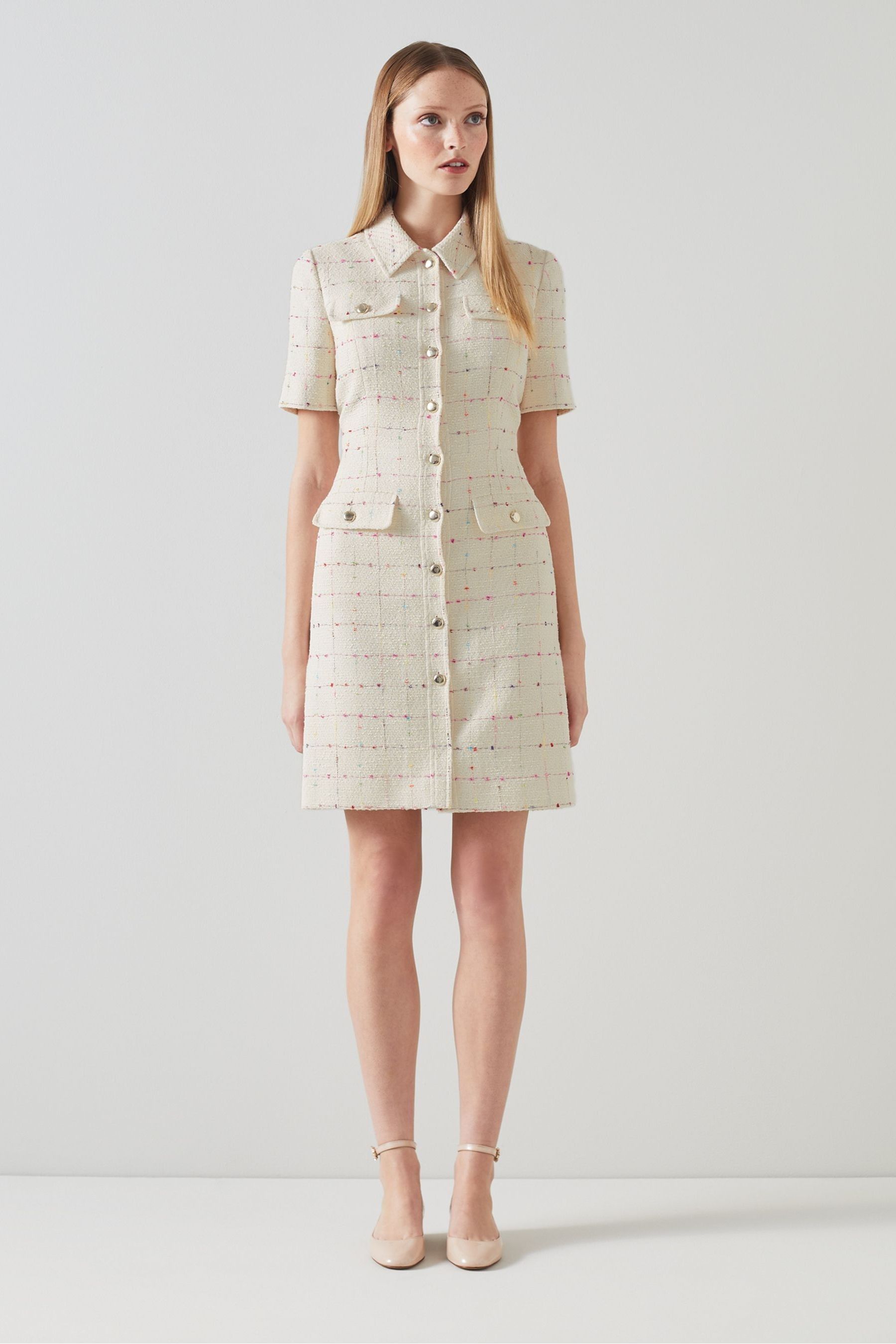 Buy LK Bennett Cream Bellmer Italian Tweed Dress from Next Luxembourg