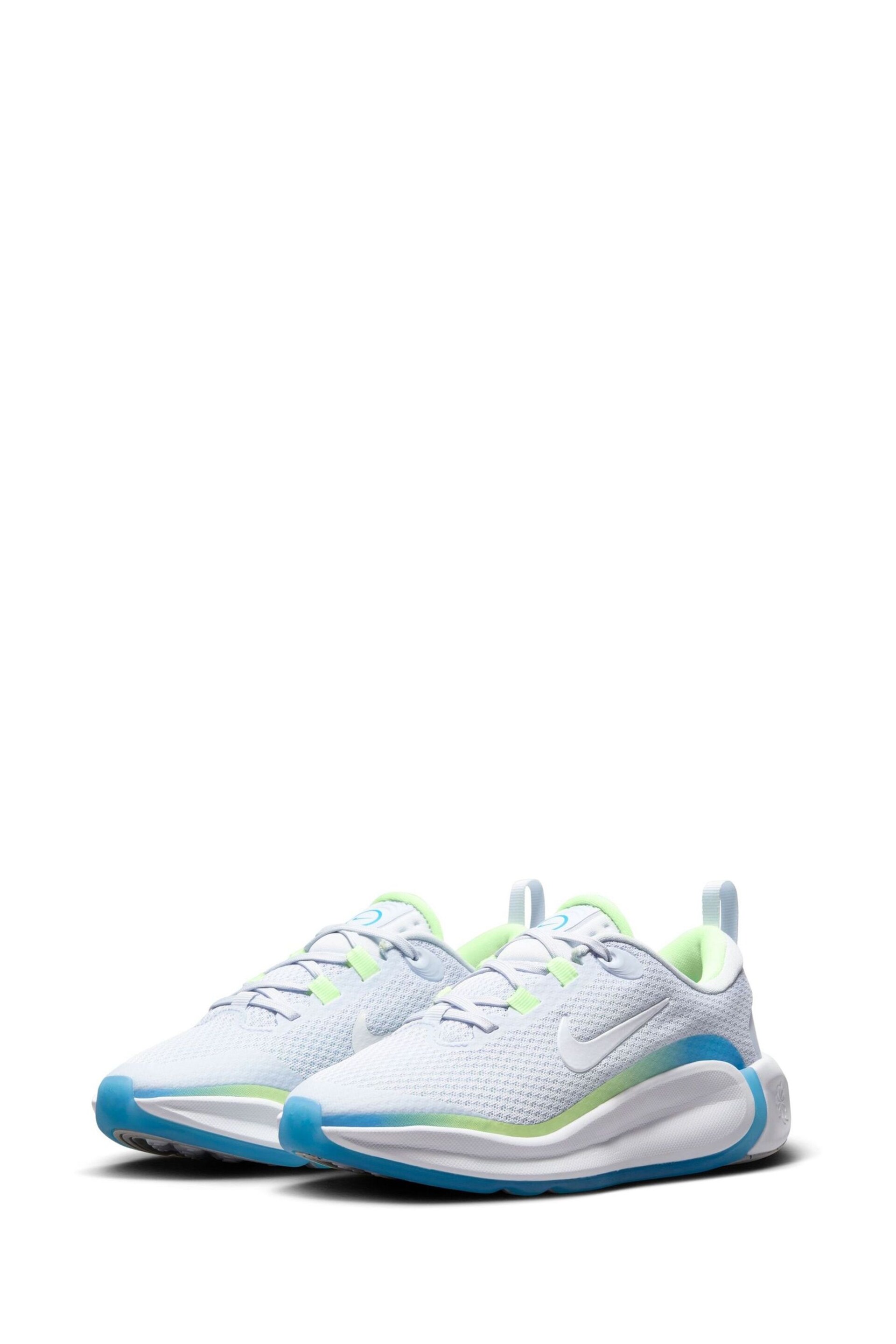 Nike White/Blue Youth Infinity Flow Running Trainers - Image 5 of 11