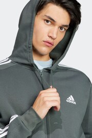 adidas Green Sportswear Essentials Fleece 3-Stripes Full-Zip Hoodie - Image 5 of 7