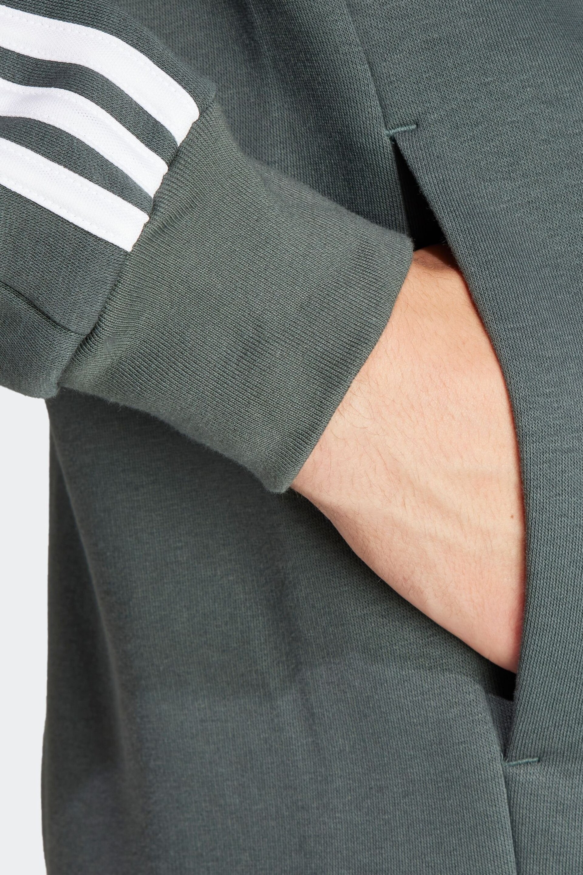 adidas Green Sportswear Essentials Fleece 3-Stripes Full-Zip Hoodie - Image 6 of 7