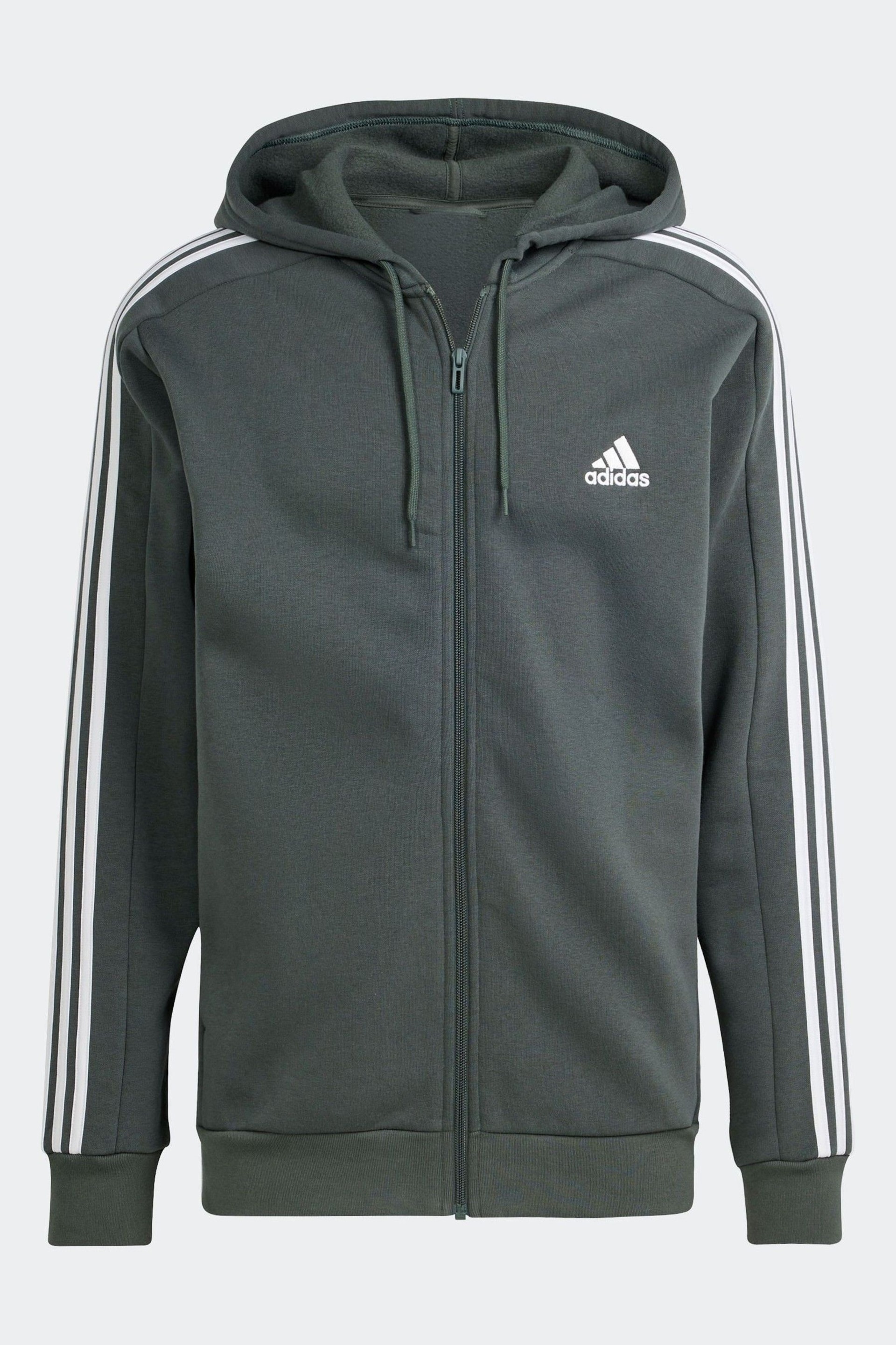 adidas Green Sportswear Essentials Fleece 3-Stripes Full-Zip Hoodie - Image 7 of 7
