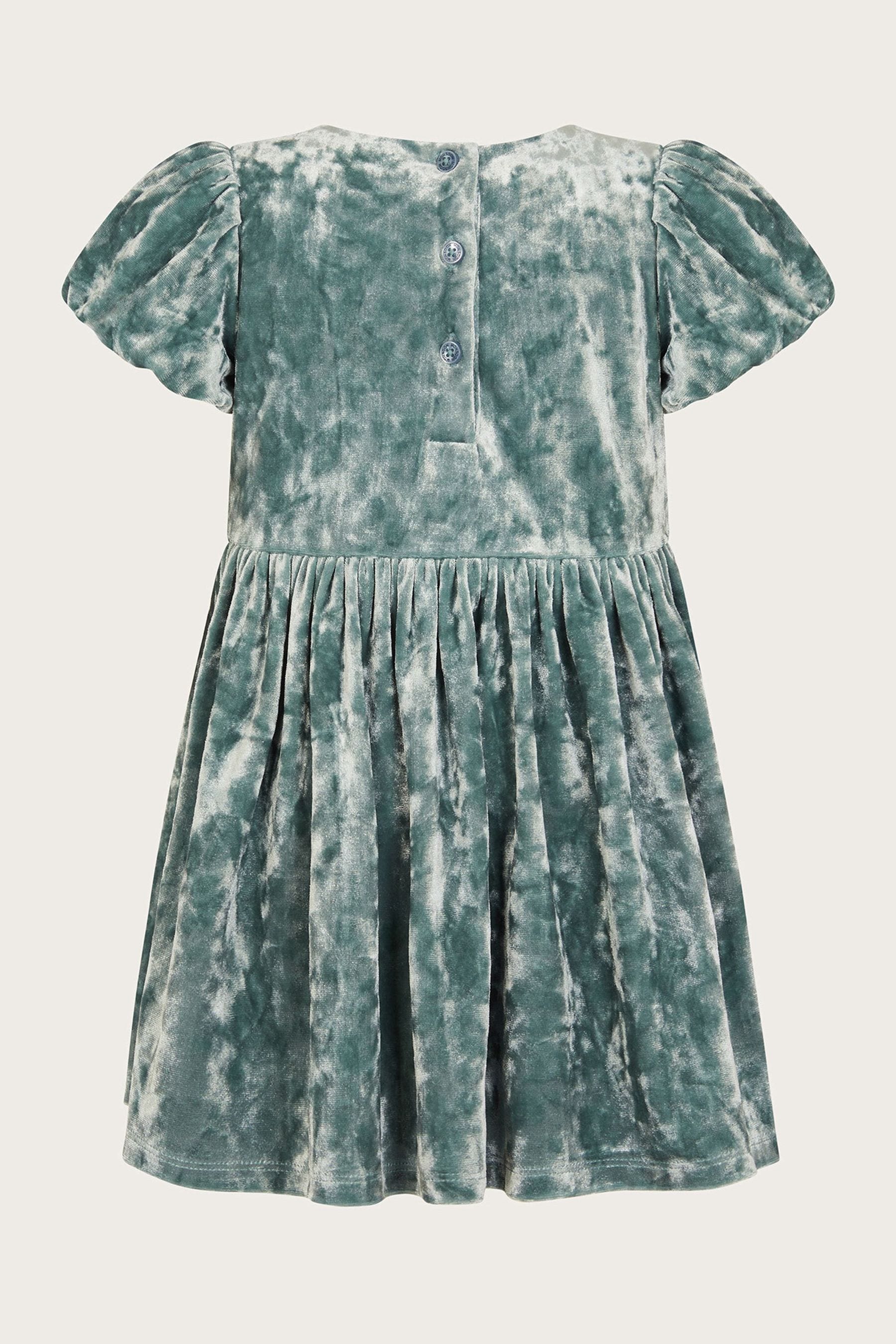 Buy Monsoon Green Baby Bow Velvet Dress from Next Luxembourg