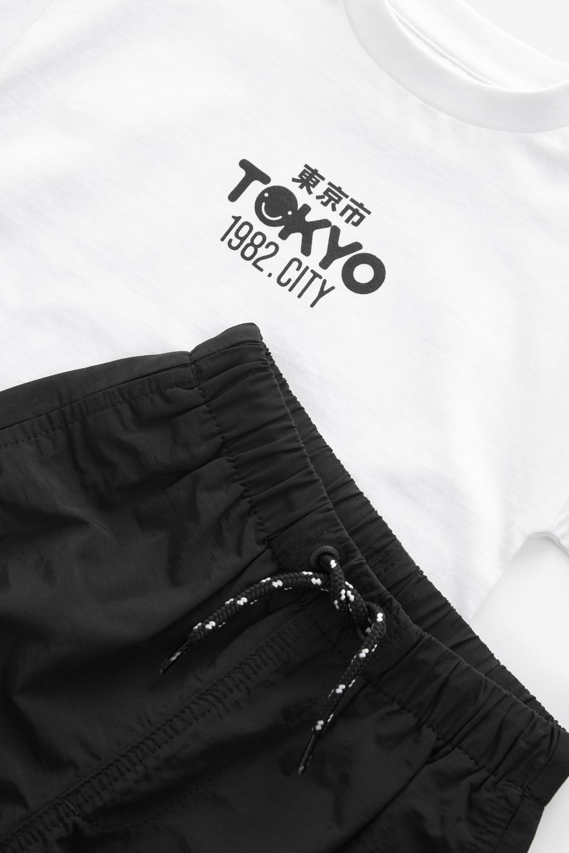 Black Multi Pocket Cargo Trousers & T-Shirt Set (3mths-7yrs) - Image 8 of 9