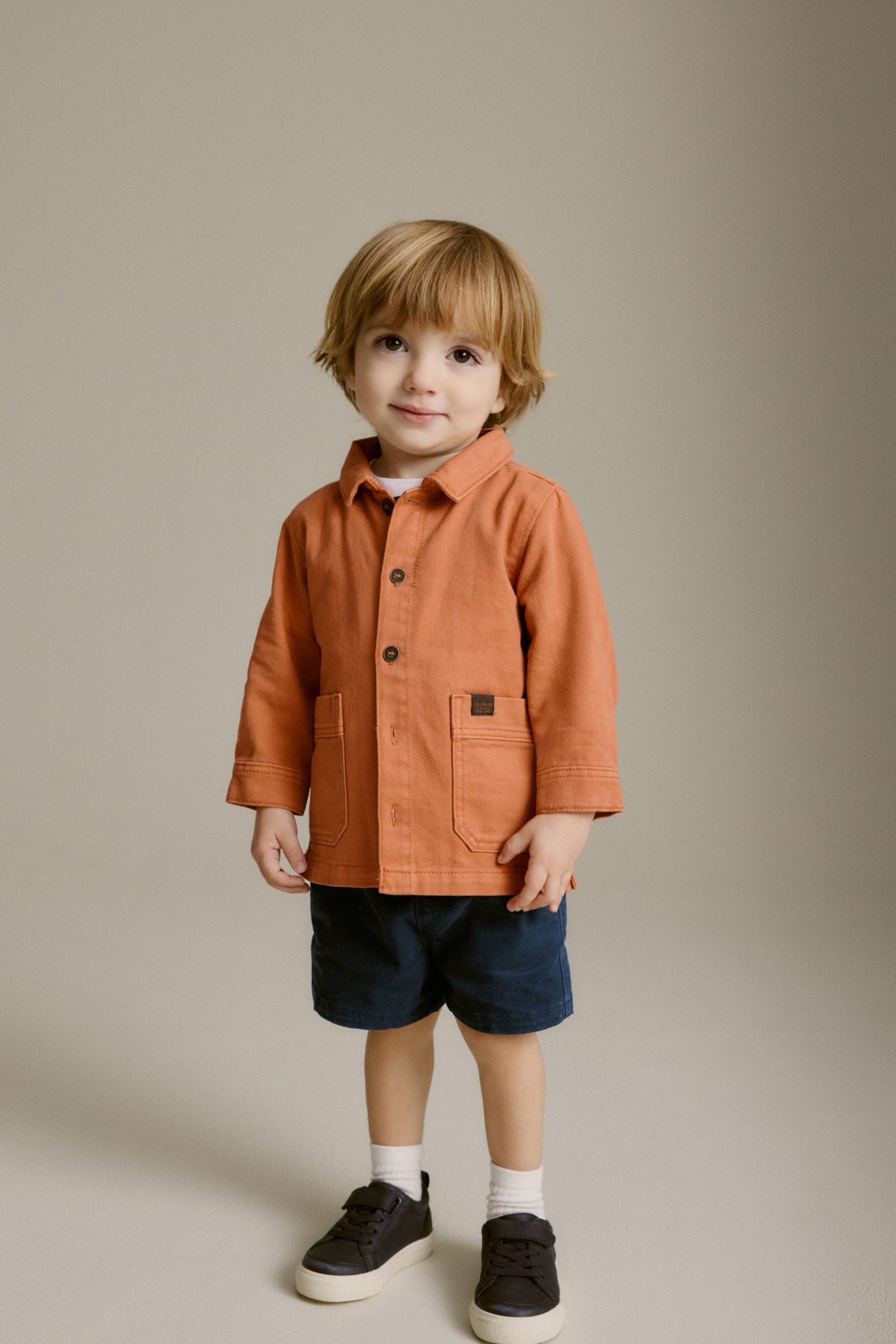 Orange Denim Shacket, T-Shirt and Shorts Set (3mths-7yrs) - Image 1 of 8