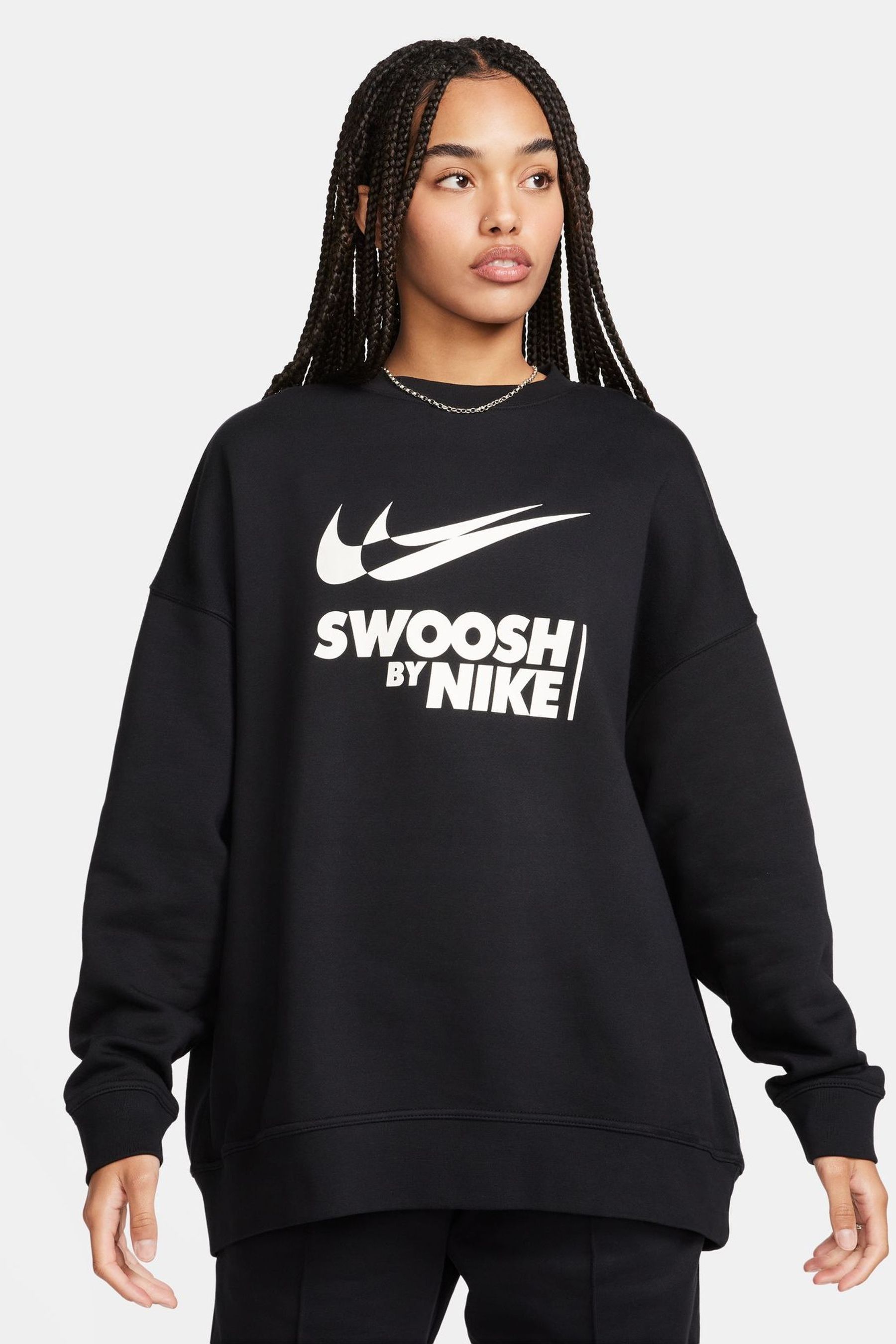 Buy Nike Black Oversized Swoosh Logo Sweatshirt from the Next UK online shop