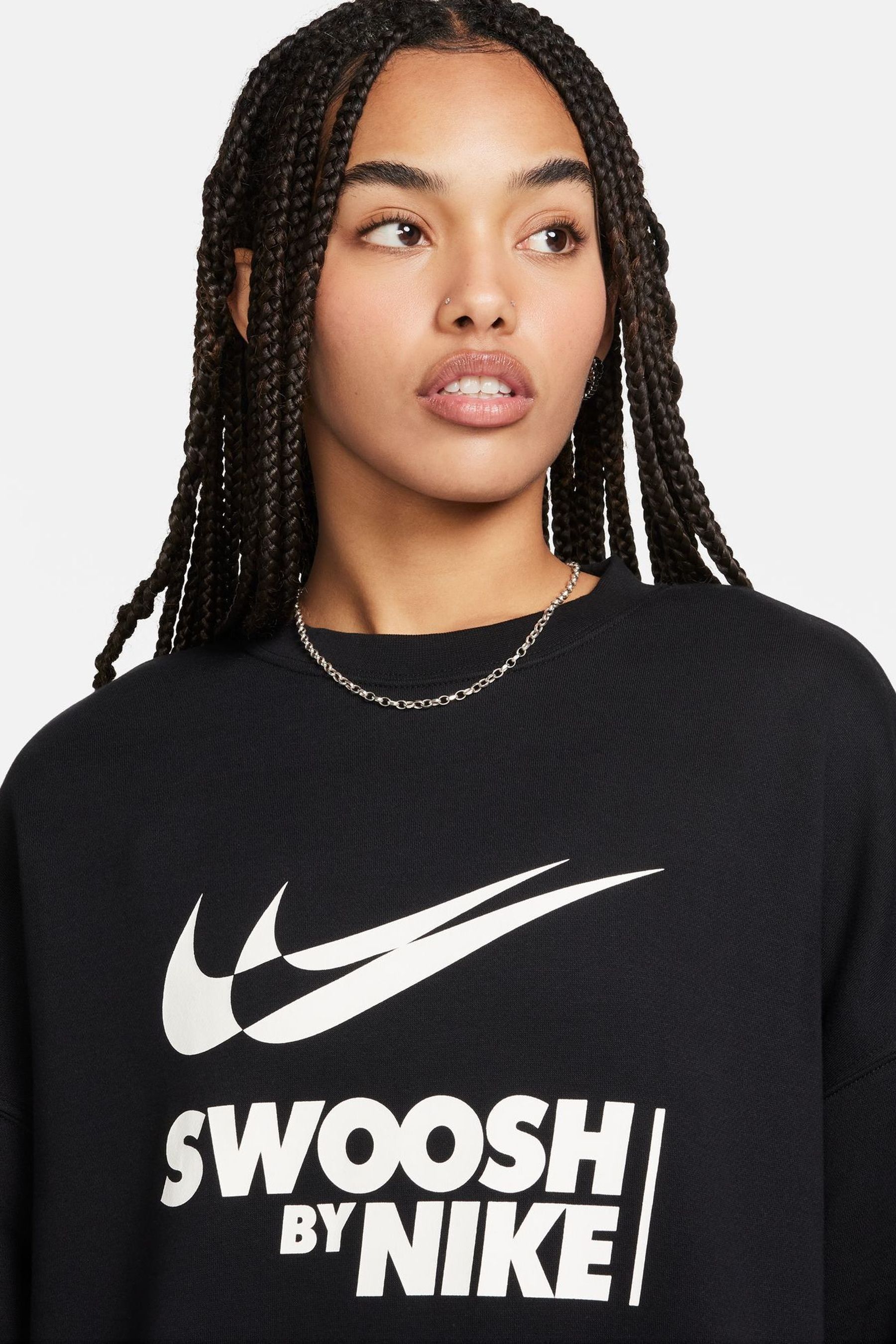 Buy Nike Black Oversized Swoosh Logo Sweatshirt from the Next UK online shop