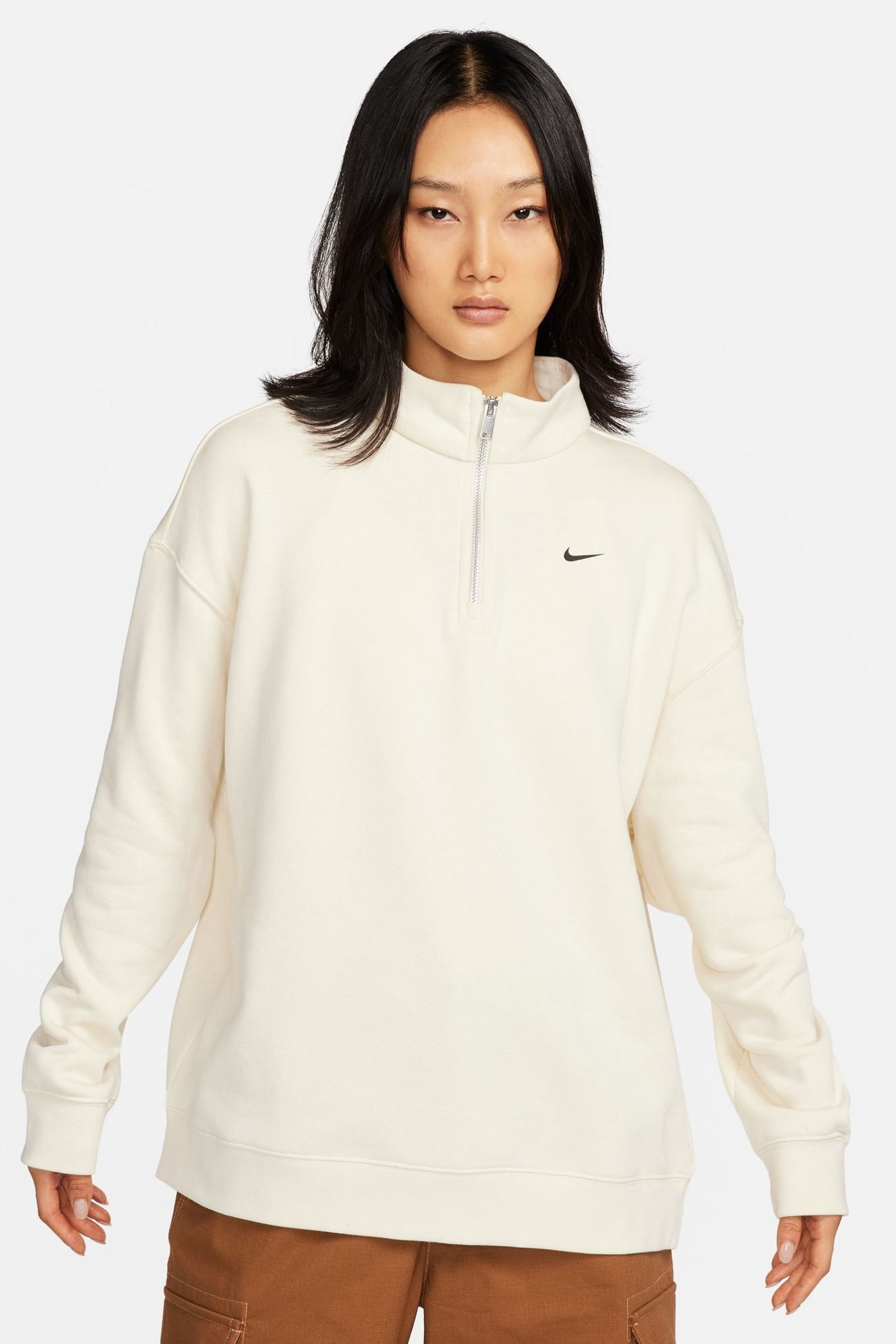 Buy Nike Cream Quarter Zip Back Logo Sweatshirt from Next Latvia