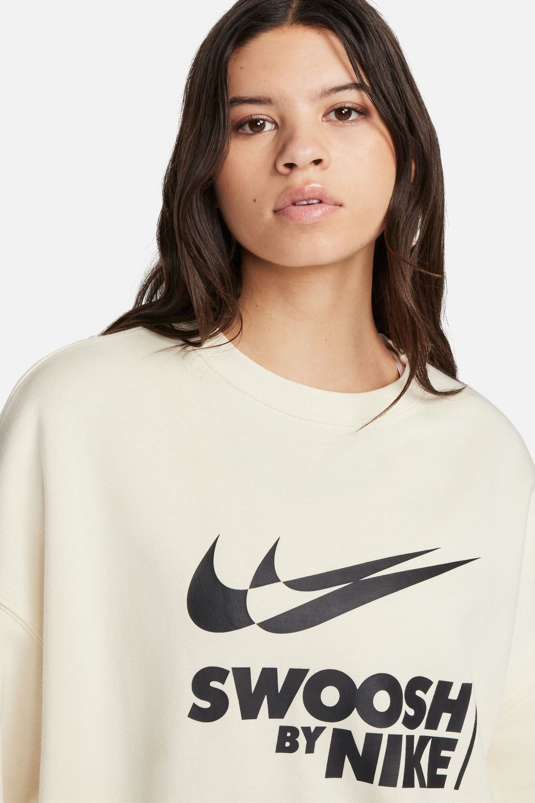 Nike oversized swoosh logo crew sweatshir 2025