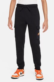 Nike Black Swoosh Fleece Cargo Joggers - Image 1 of 7