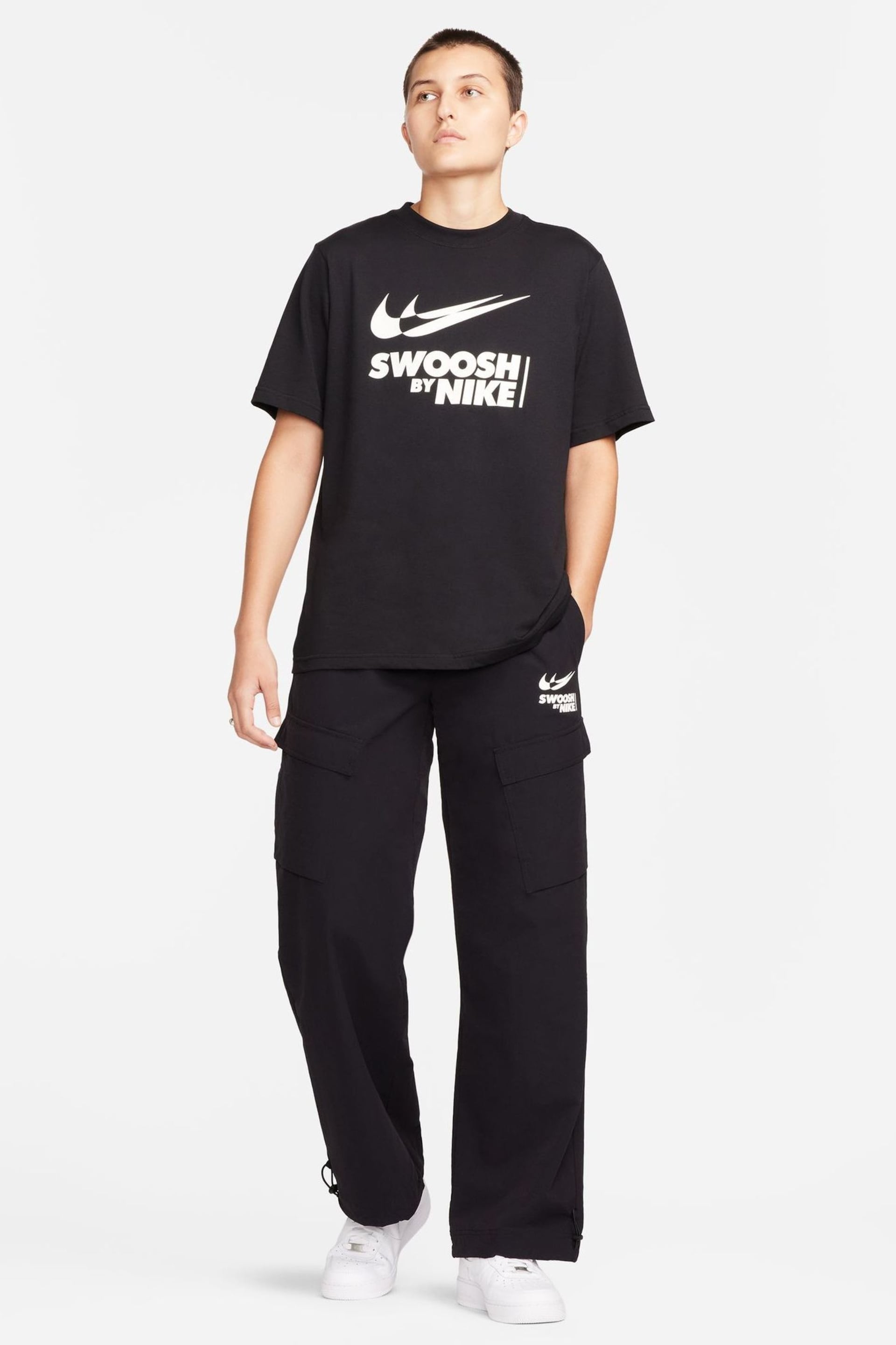 Nike Black Swoosh Logo Cargo Joggers - Image 3 of 8