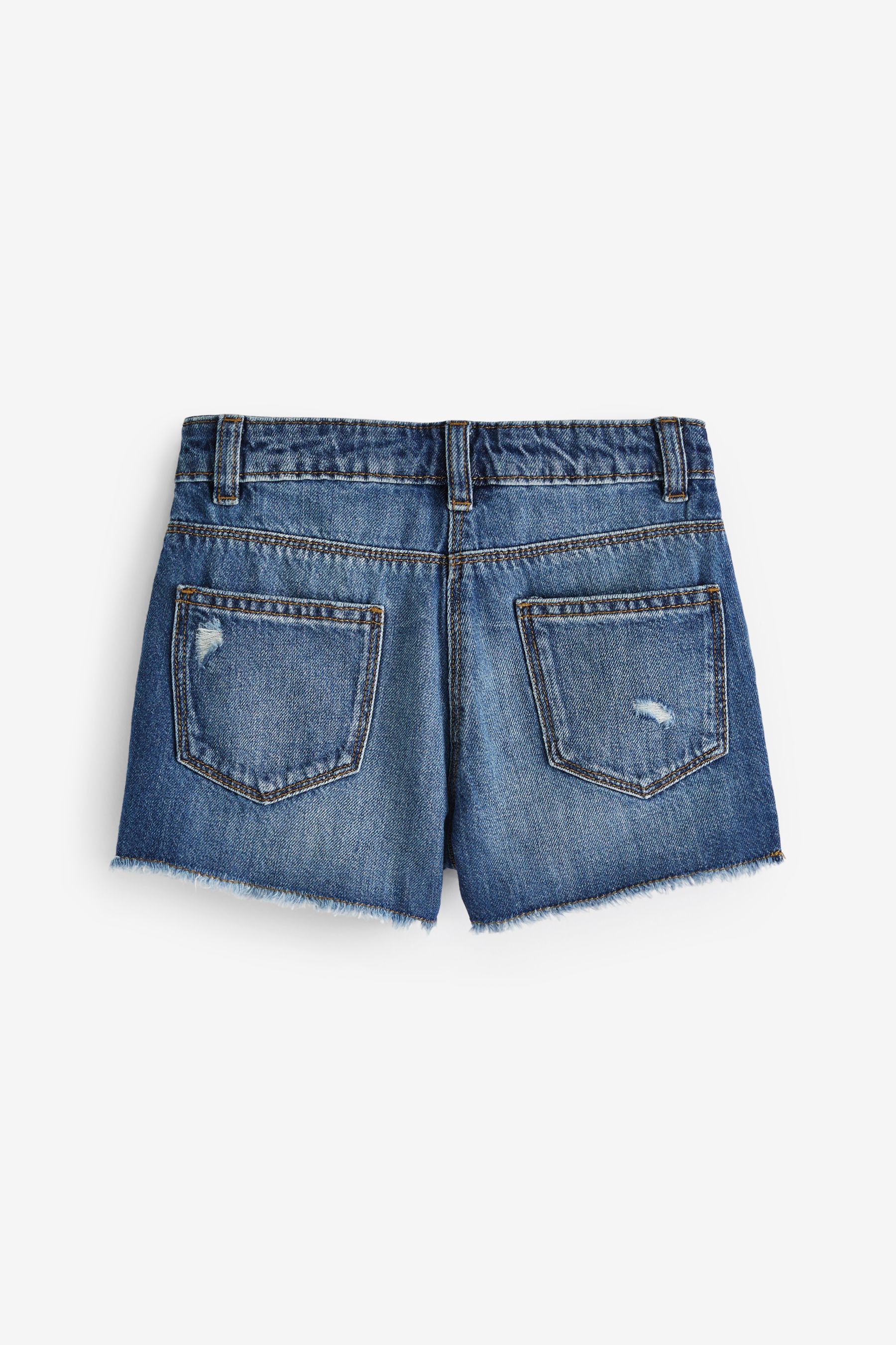 Buy Mid Blue 100 Cotton Frayed Edge Distressed Shorts 3 16yrs from Next Ireland