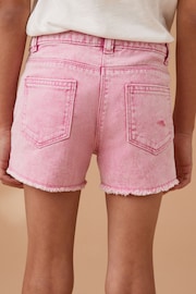 Pink 100% Cotton Frayed Edge Distressed Shorts (3-16yrs) - Image 2 of 5