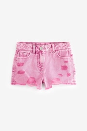 Pink 100% Cotton Frayed Edge Distressed Shorts (3-16yrs) - Image 5 of 5