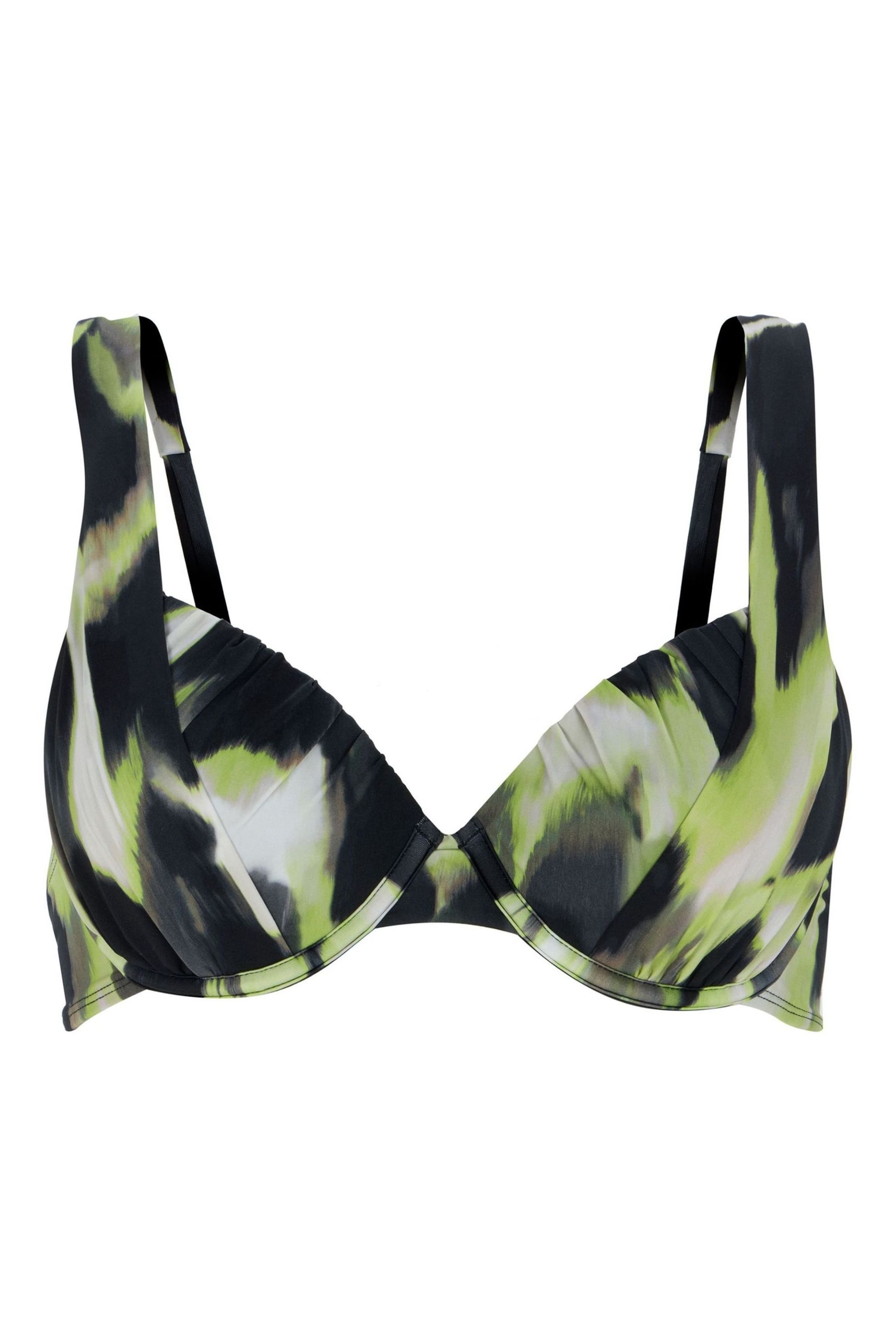 Mint Velvet Lime Green Animal Padded Plunge Bikini Top - Image 7 of 8