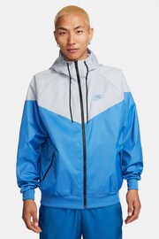 Nike Blue/Grey Sportswear Windrunner Hooded Jacket - Image 1 of 14