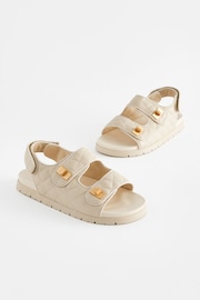 Neutral Cream Two Strap Quilted Sandals - Image 1 of 6