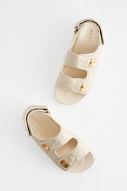 Neutral Cream Two Strap Quilted Sandals - Image 3 of 6