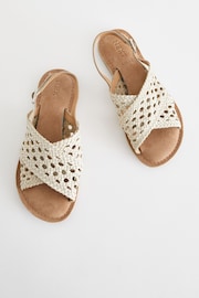 White Leather Cross Strap Sandals - Image 3 of 7