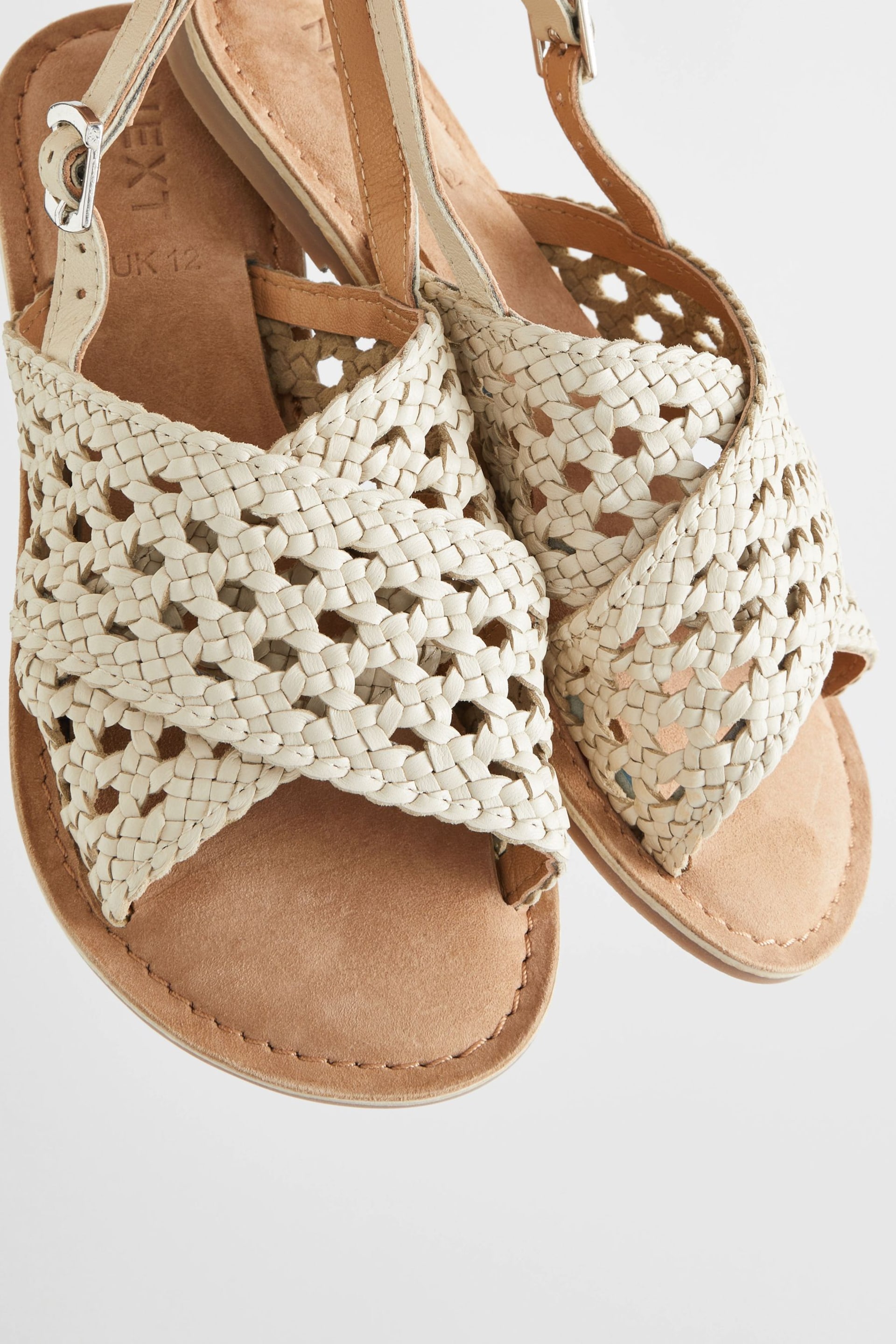 White Leather Cross Strap Sandals - Image 5 of 7