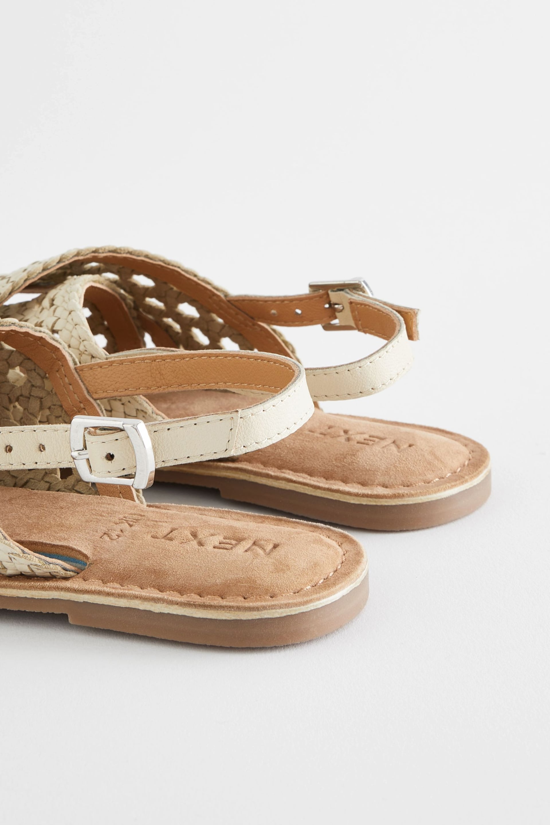 White Leather Cross Strap Sandals - Image 7 of 7