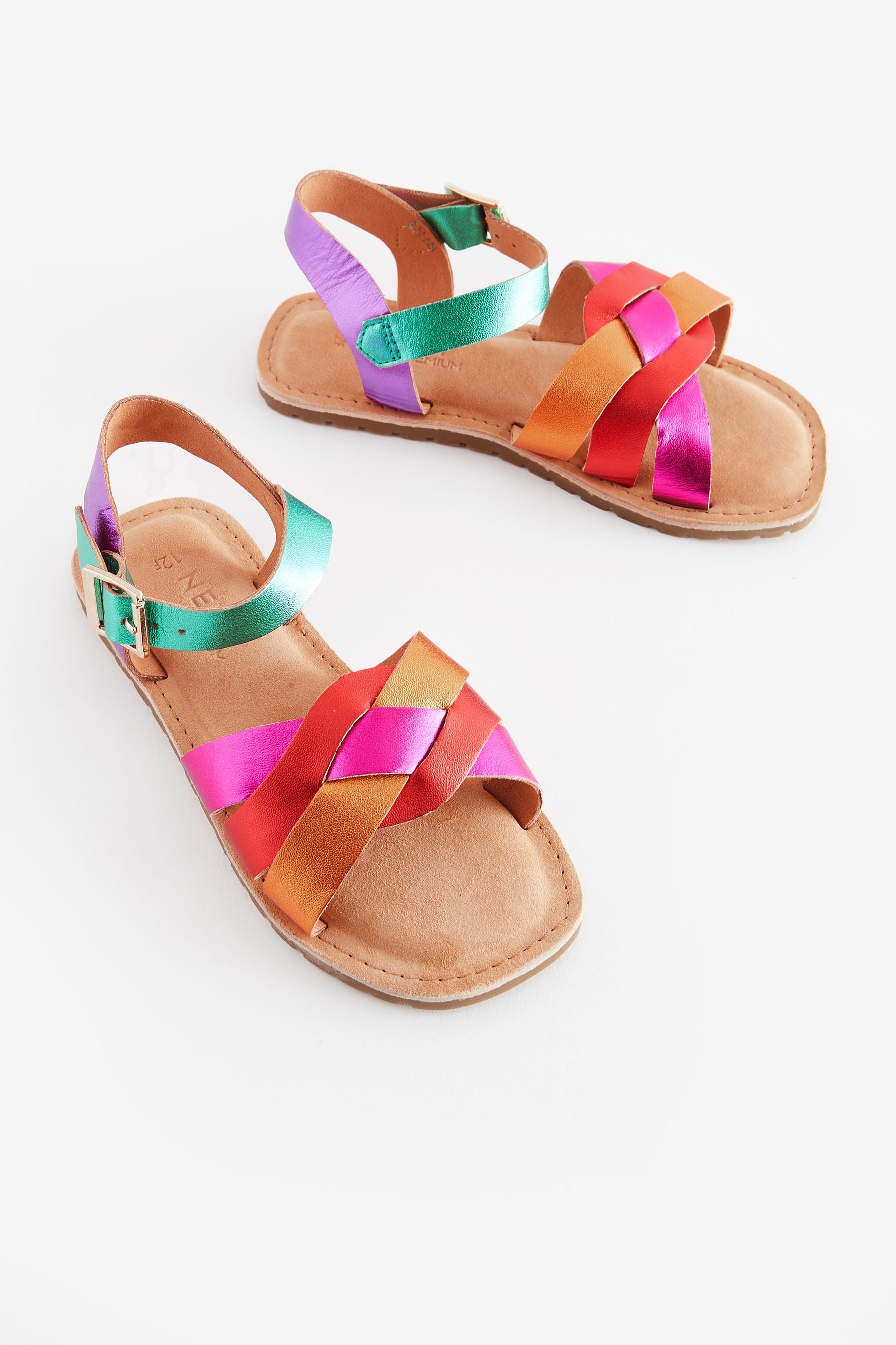 Multi colored leather sandals sales