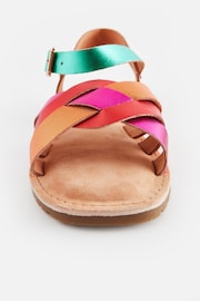 Multi Rainbow Standard Fit (F) Leather Woven Sandals - Image 4 of 5