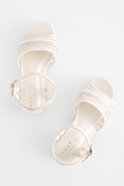 White SIlver Metallic Platform Heel Occasion Sandals - Image 3 of 6