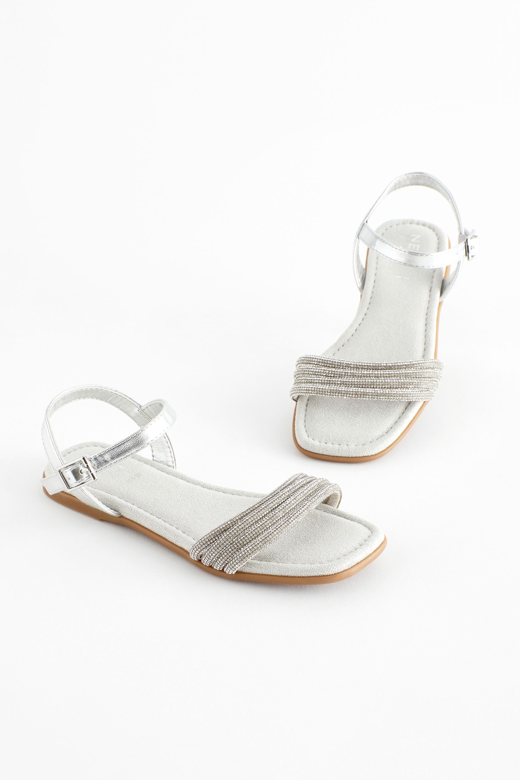 Glitter silver sandals clearance