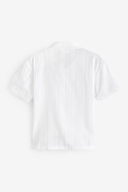 White 100% Cotton Short Sleeves Textured Shirt (3mths-7yrs) - Image 6 of 7