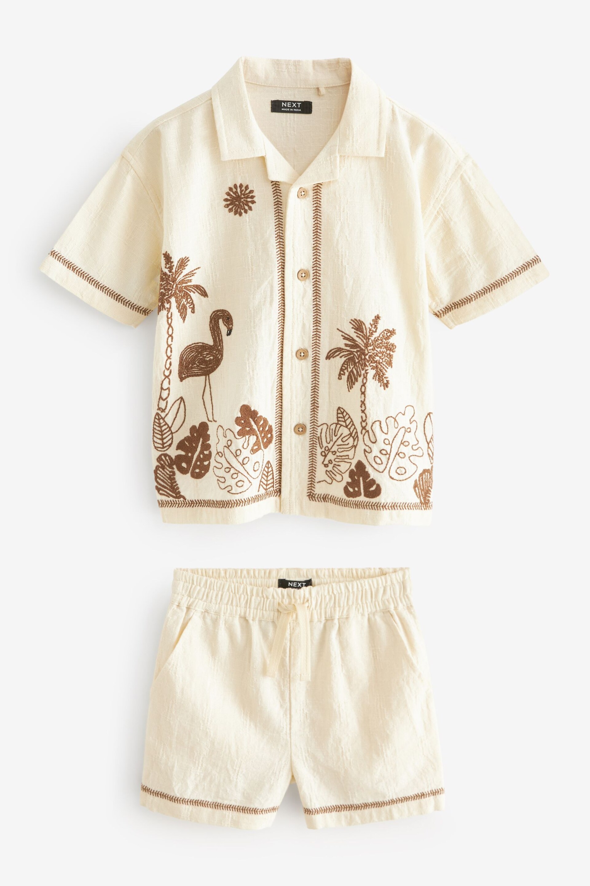 Cream Short Sleeve Shirt and Short Set (3mths-7yrs) - Image 5 of 8
